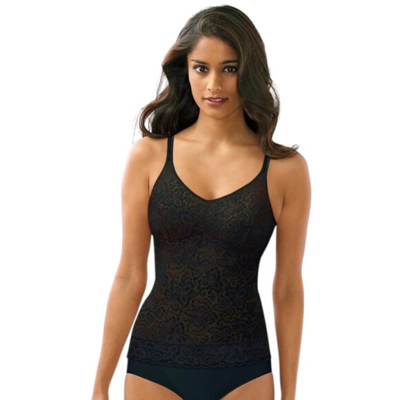 Bali Lace ‘N Smooth Shaping Cami Black Size XL - Picture 2 of 11